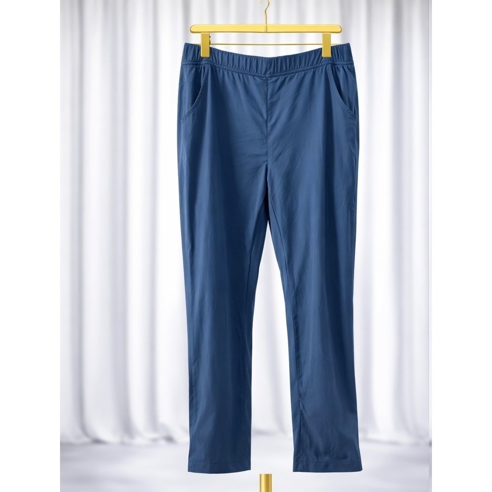 Eddie Bauer Pull‎ On Crop Pants XL Navy Lightweight Travel Pockets 28" Inseam